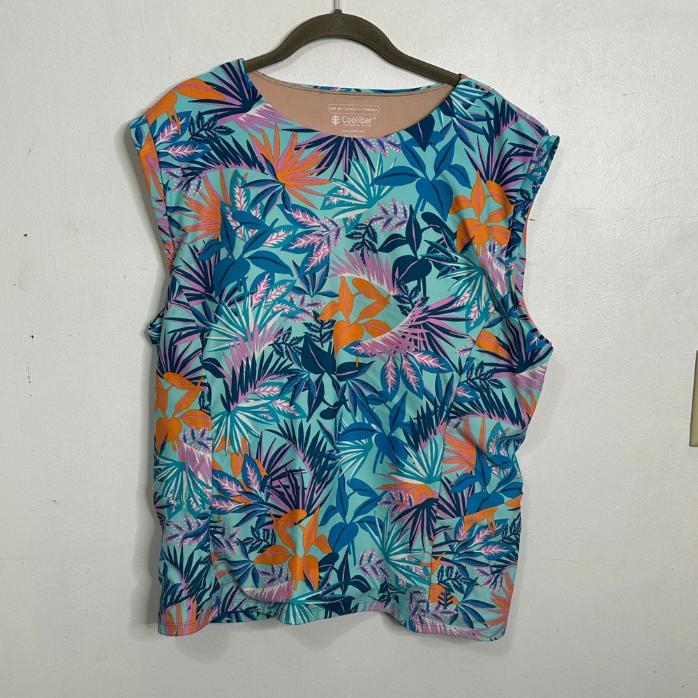 Coolibar Kaylana Tank Womens 2X Tropical Floral UPF 50+ Sun Protection Top 10642